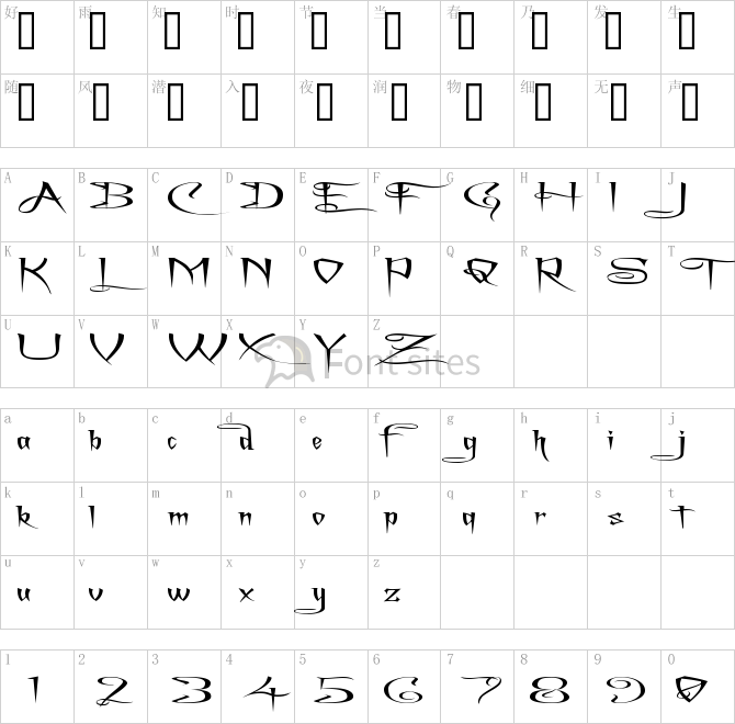 A Charming Font Superexpanded.ttf映射图