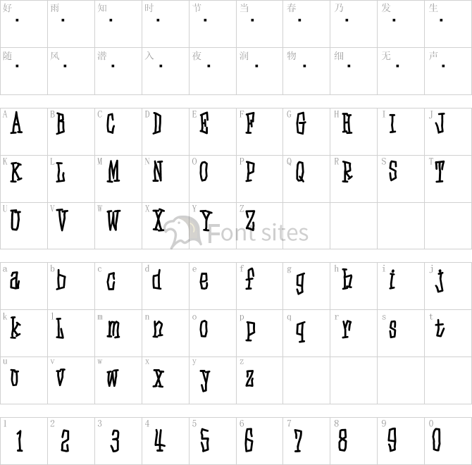 D3 Skullism Alphabet Bold.ttf映射图