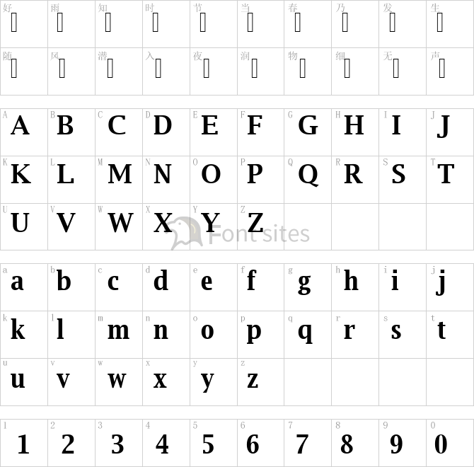 Luxi Serif.ttf映射图