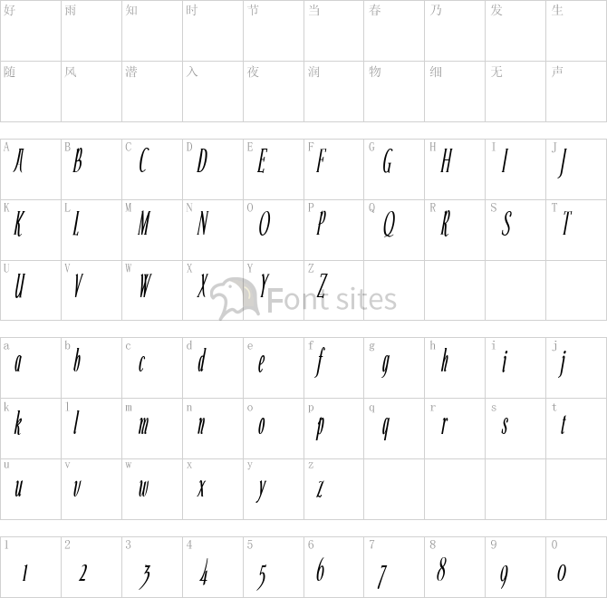 Echelon Condensed.ttf映射图