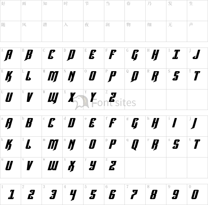 Hawkmoon Extra-expanded Italic.ttf映射图